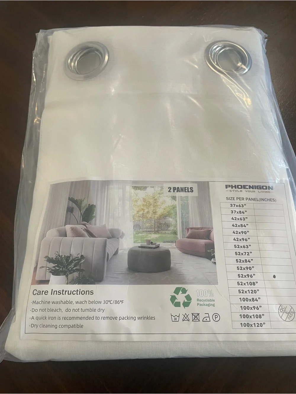 Phoenigon White Grommet Curtain Panels - Set of 2